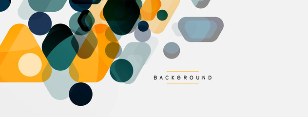 Color bubbles and rounded geometric shapes on white. Vector geometric minimal abstract background for wallpaper, banner, background, landing page