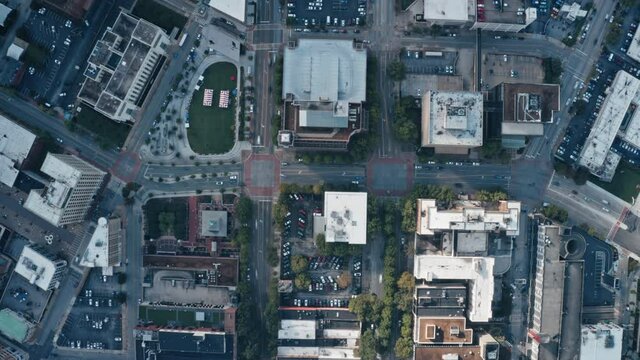 Aerial Hyperlapse of Traffic in Downtown Chattanooga, Market Broad Street Intersections
