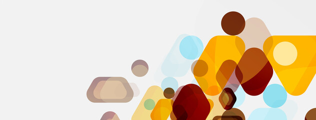 Color bubbles and rounded geometric shapes on white. Vector geometric minimal abstract background for wallpaper, banner, background, landing page