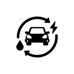 HEV ( hybrid electric vehicle ) vector icon illustration - obrazy, fototapety, plakaty