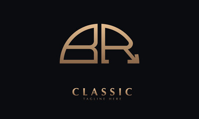 Alphabet BR or RB Half Illustration monogram vector logo template