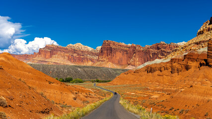 Capitol reef national park landscape, Sedimentary rock formations along scenic drive