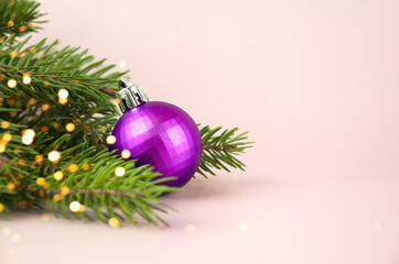 Christmas tree decoration on the background of fir branches