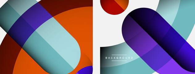 Geometric abstract background. Round shapes, circles, lines composition for wallpaper banner background or landing page