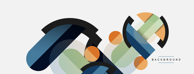 Geometric shapes composition abstract background. Circles lines and rectangles. Vector illustration for wallpaper banner background or landing page