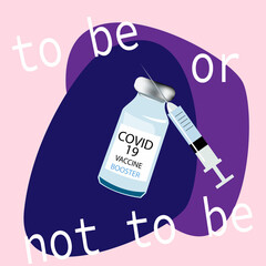 Syringe with vaccine for COVID 19 in a flat design
