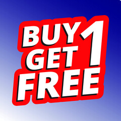 Buy 1 Get 1 Free, sale tag, banner design template, discount app icon, vector illustration