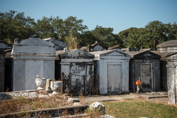Scenic historic crypts at a New Orleans graveyard