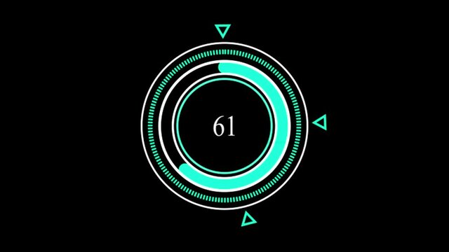Radial or circular Progress Bars. Green colored template. Procent indicator. Modern motion graphics. Flat style. Bright and simple UI diagram elements. Isolated on black for Screen Mode.