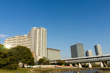 東京世田谷多摩川の風景
