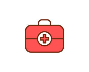First aid kit flat icon. Thin line signs for design logo, visit card, etc. Single high-quality outline symbol for web design or mobile app. Medical outline pictogram.