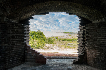 Paradisiac view on the beach from Fort Jefferson, Florida