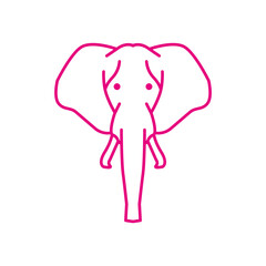 Monochrome elephant logo or icon vector outline artwork illustration