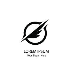 wing in circle logo monochrome 