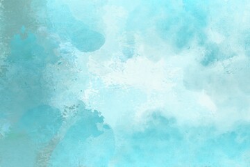 Fototapeta na wymiar abstract blue watercolor background with paint stains, drops and layers, light minimalistic turquoise handcrafted wallpaper, high resolution watercolor background, blue sky, clouds, ocean vibes 
