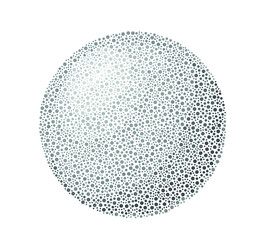 Vector image. A sphere made up of gray dots. Volumetric sphere with a gradient and shadow. A simple template for presentations.