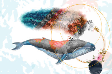 colorful whale wallpaper © Meika