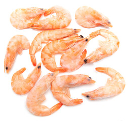 Red shrimps isolated on a white background.