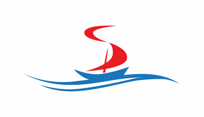 Obraz na płótnie Canvas Ship with letter S icon logo design template