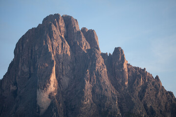 Fototapeta premium The northern side of Sasso Lungo at sunset from the Val Gardena area