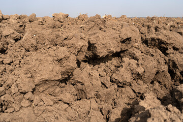 Brown Plowed soil for sowing