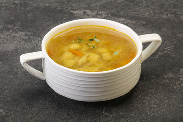 Tasty chicken soup with carrot