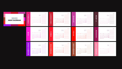 Colorful new year desk calendar 2022