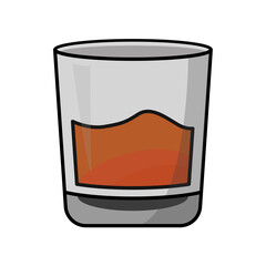 Shot glass with whiskey or rum, vector illustration