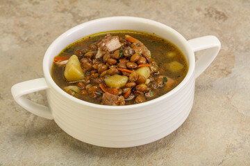 Lentil soup with chicken and vegetables