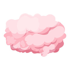 Pink romantic bubble cloud, fluffy magic in cartoon style isolated on white background. Smoke, fog cute decoration. Ui game asset.