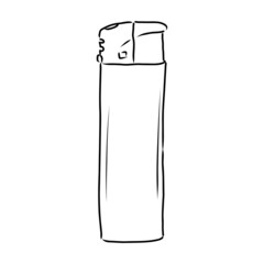Cigarette lighter vector template isolated on a grey background. Outline technical sketch of accessories.