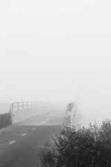 Bridge on a foggy morning