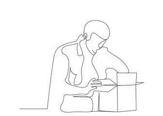 Customer receiving online order opens her box