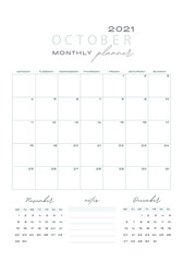Black and white minimalist October monthly planner