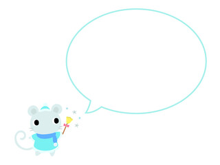 冬のネズミアイコン　吹き出し付