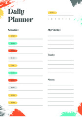 Colorful Brush Minimal Daily Weekly Planner