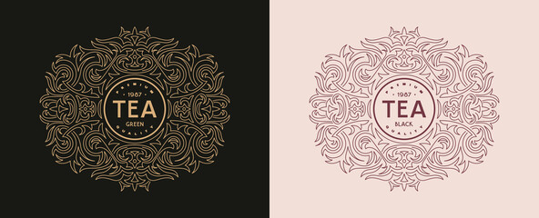 Decorative frame for template label of tea