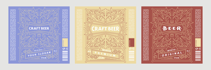 Set of template decorative label for craft beer