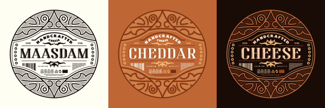 Set of template decorative label for cheese