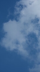 View of beautiful blue sky background with white clouds at the noon, Bangkok, Thailand.
