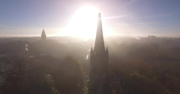Morley, Leeds Yorkshire, England Aerial St. Marys Burnt Church Ruins
