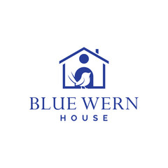 blue Wren bird,vector illustration, silhouette logo