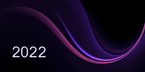 Abstract fractal wave on a dark background. 2022 year