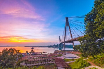 sunset over the river