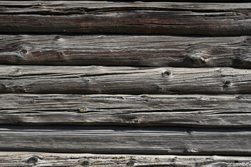 Wooden wall of log cabin. wood background