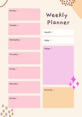 Beige Pink Boho Abstract Weekly Planner