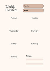Beige Weekly Planner