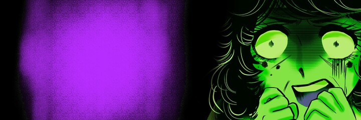 70年代少女漫画老け込んだ自分の顔を見て恐怖で白目になるおばさんのドアップ