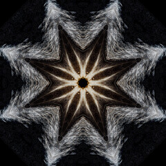 abstract background of pattern of a kaleidoscope. brown white black background fractal mandala....