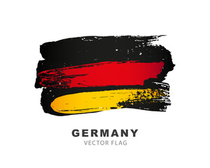 Obraz premium Flag of Germany. Hand-drawn colored brush strokes. Vector illustration isolated on white background.